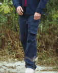 Pleated Knee Cargos In Blue