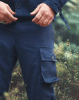 Pleated Knee Cargos In Blue