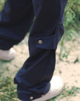 Pleated Knee Cargos In Blue