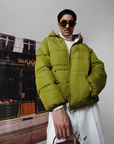 Puffer Jacket Full Sleeves in Matcha