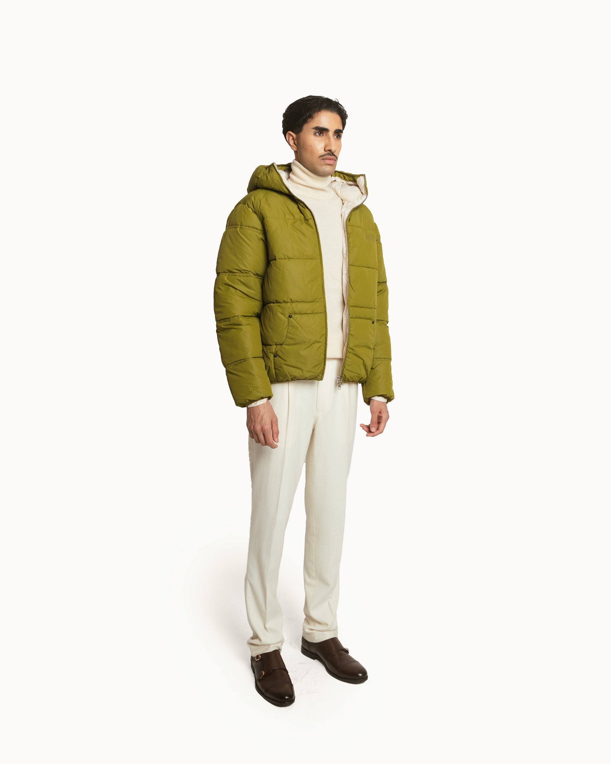 Puffer Jacket Full Sleeves in Matcha