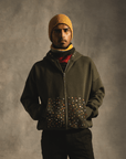 Double Zip Gem Hoodie In Green